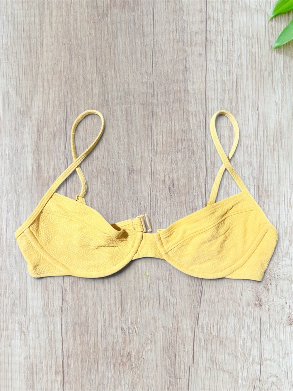 l*space Yellow Textured Underwire Bikini Top with Adjustable Straps